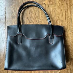 Lodis Black Briefcase with Red Accents